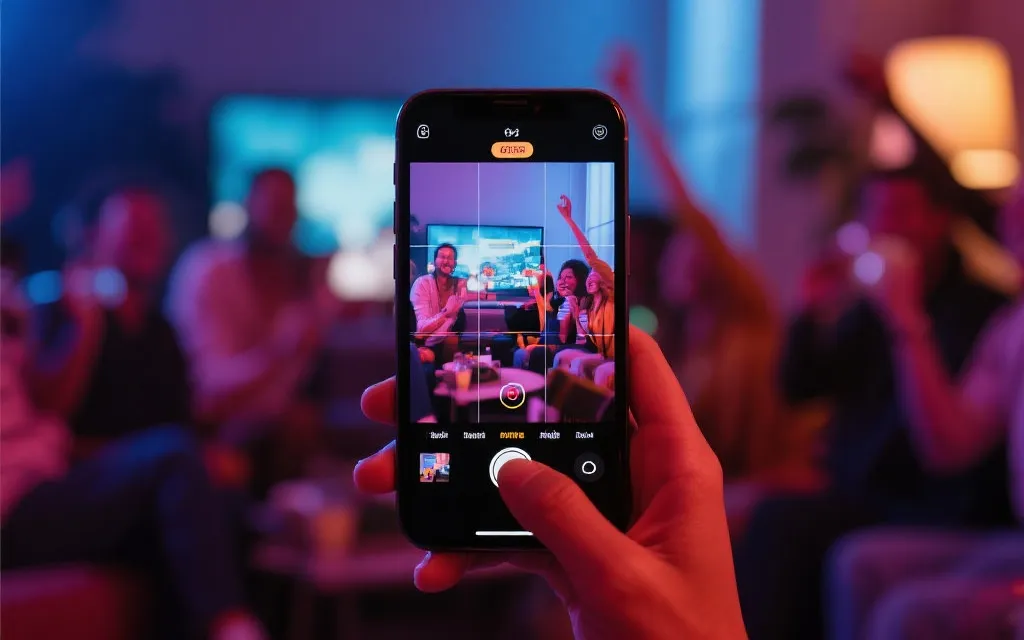 手机竖屏短视频拍摄观赛派对与实时互动弹幕的场景